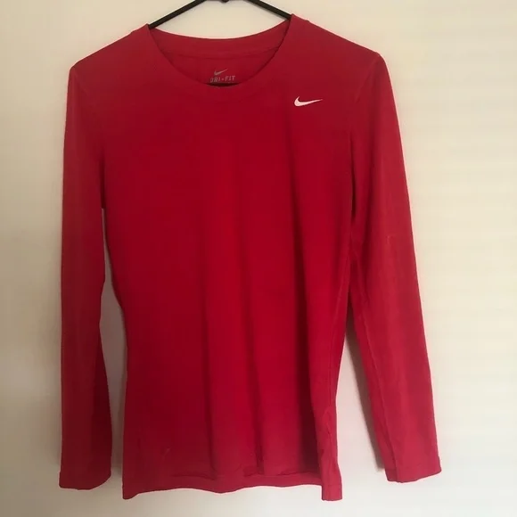 Nike Dri Fit Long Sleeve Shirt in Red - Picture 2 of 6